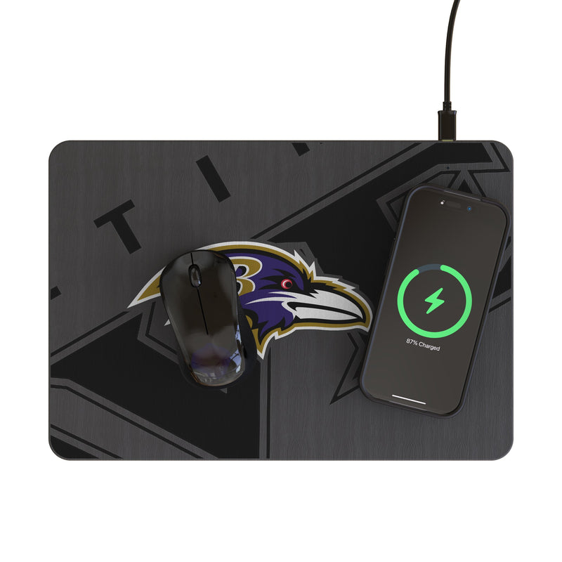 Baltimore Ravens Personalized Tilt 15-Watt Wireless Charger and Mouse Pad Lifestyle.Jpg