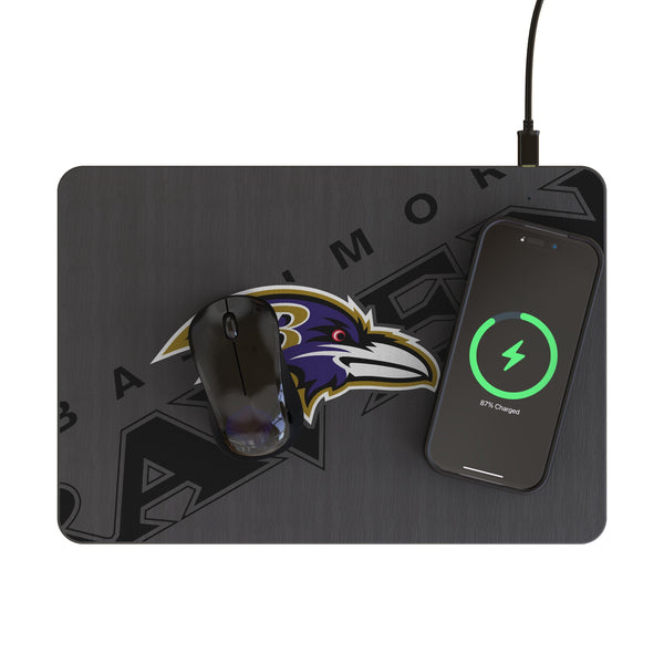 Baltimore Ravens Monocolor Tilt 15-Watt Wireless Charger and Mouse Pad Lifestyle.Jpg