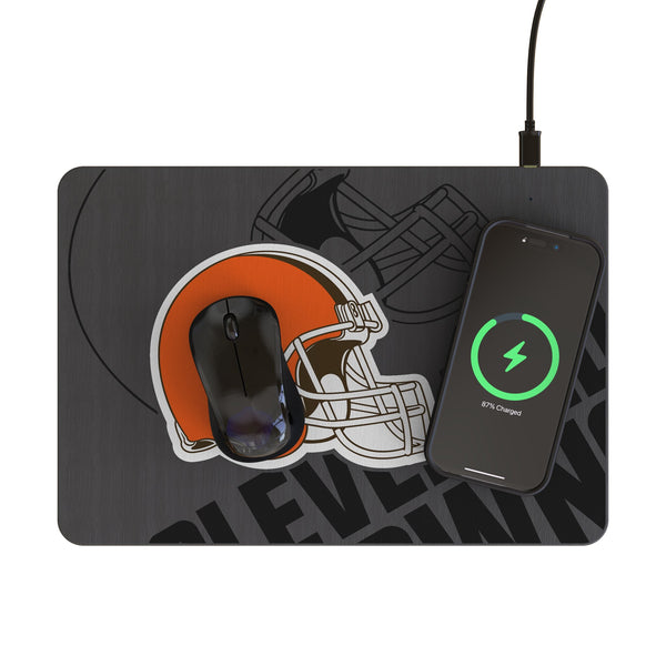 Cleveland Browns Personalized Tilt 15-Watt Wireless Charger and Mouse Pad Lifestyle.Jpg