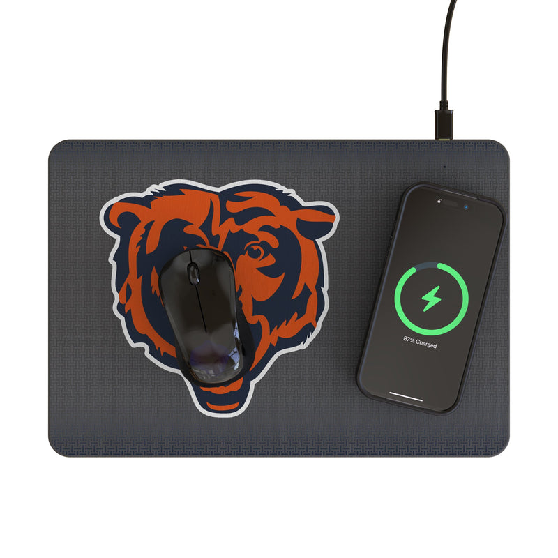 Chicago Bears Linen 15-Watt Wireless Charger and Mouse Pad Lifestyle.Jpg