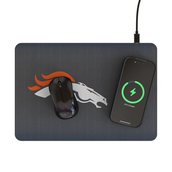 Denver Broncos Linen 15-Watt Wireless Charger and Mouse Pad Lifestyle.Jpg