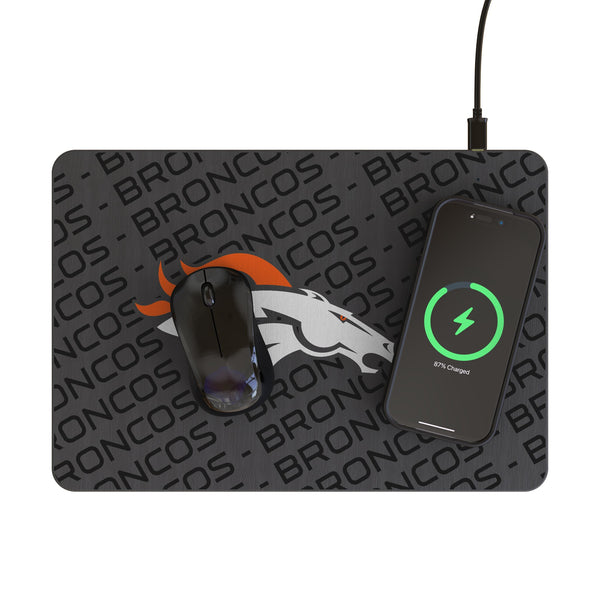 Denver Broncos Monocolor Tilt 15-Watt Wireless Charger and Mouse Pad Lifestyle.Jpg