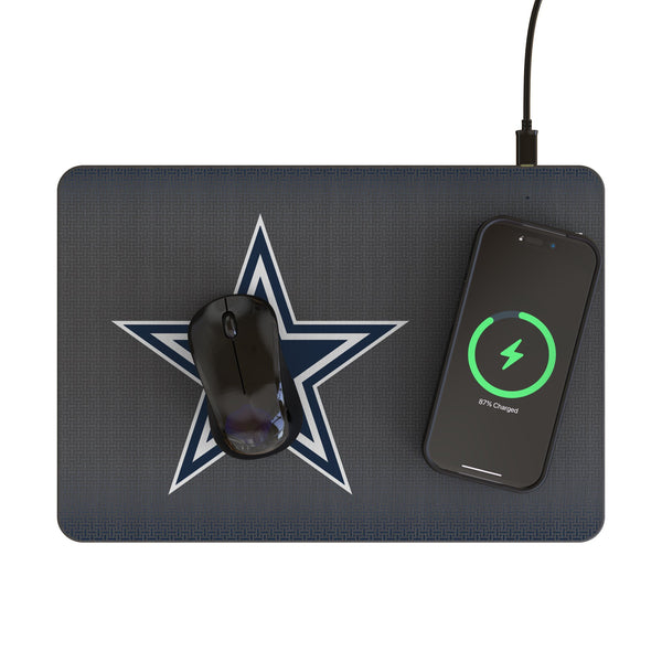 Dallas Cowboys Linen 15-Watt Wireless Charger and Mouse Pad Lifestyle.Jpg
