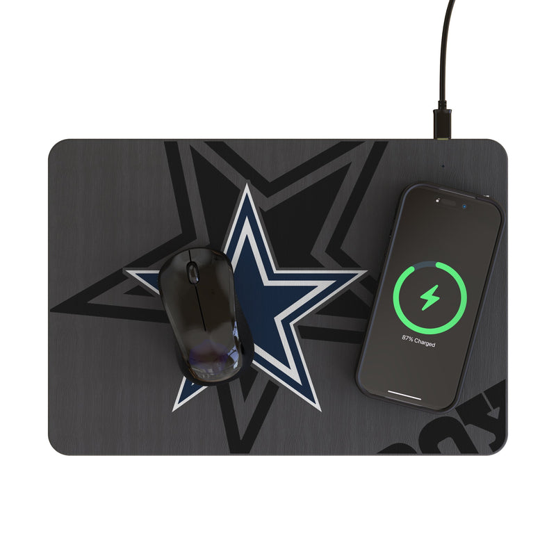 Dallas Cowboys Monocolor Tilt 15-Watt Wireless Charger and Mouse Pad Lifestyle.Jpg