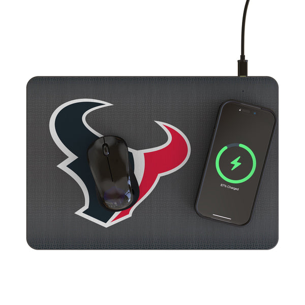 Houston Texans Linen 15-Watt Wireless Charger and Mouse Pad Lifestyle.Jpg