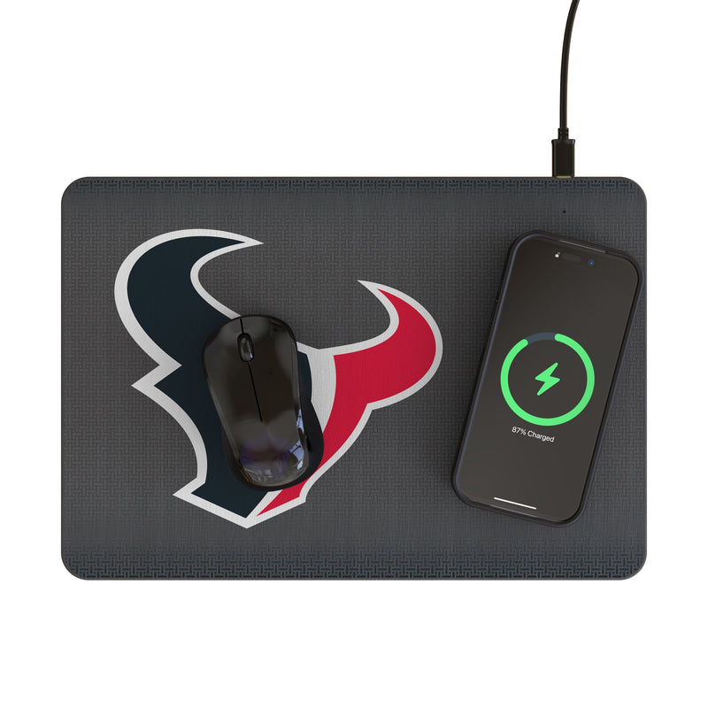 Houston Texans Linen 15-Watt Wireless Charger and Mouse Pad Lifestyle.Jpg