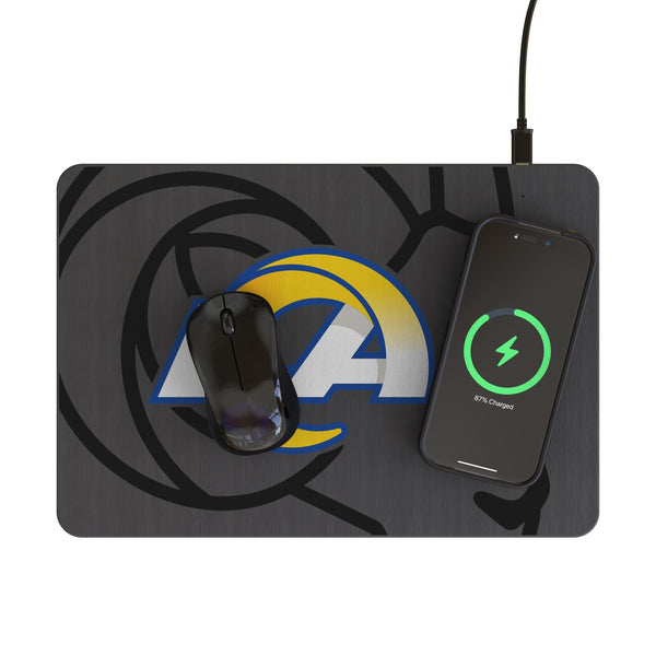 Los Angeles Rams Monocolor Tilt 15-Watt Wireless Charger and Mouse Pad Lifestyle.Jpg