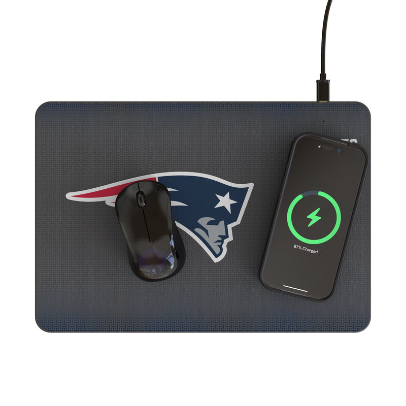New England Patriots Linen 15-Watt Wireless Charger and Mouse Pad Lifestyle.Jpg