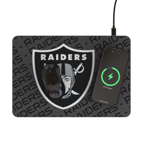Las Vegas Raiders Personalized Tilt 15-Watt Wireless Charger and Mouse Pad Lifestyle.Jpg