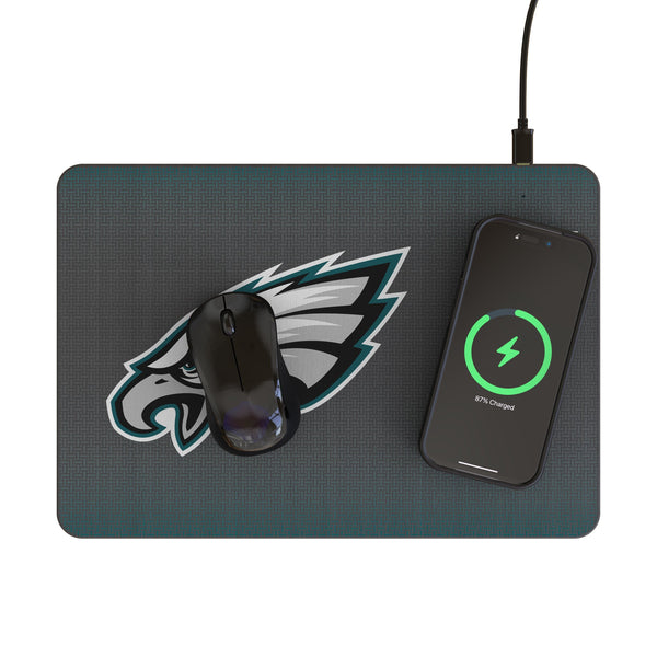 Philadelphia Eagles Linen 15-Watt Wireless Charger and Mouse Pad Lifestyle.Jpg
