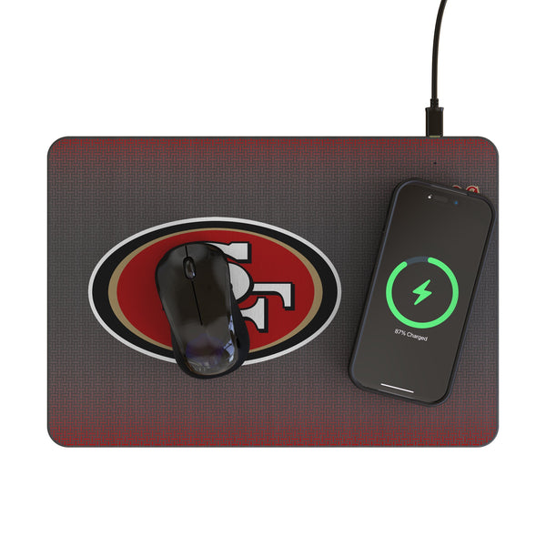 San Francisco 49ers Linen 15-Watt Wireless Charger and Mouse Pad Lifestyle.Jpg