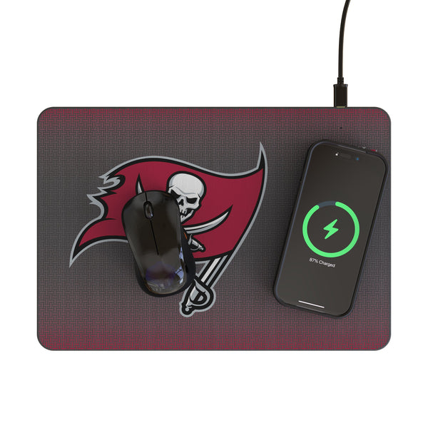 Tampa Bay Buccaneers Linen 15-Watt Wireless Charger and Mouse Pad Lifestyle.Jpg