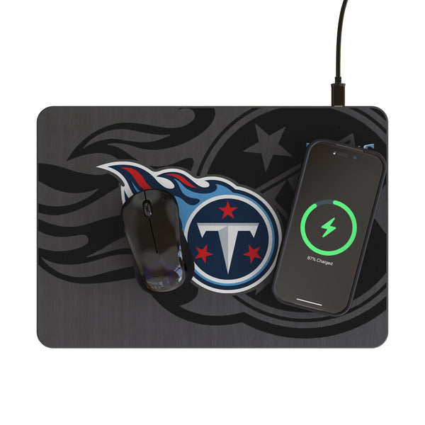 Tennessee Titans Monocolor Tilt 15-Watt Wireless Charger and Mouse Pad Lifestyle.Jpg