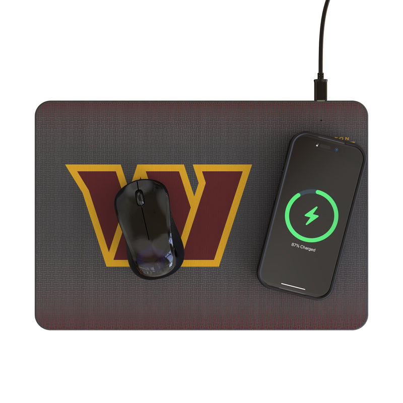 Washington Commanders Linen 15-Watt Wireless Charger and Mouse Pad Lifestyle.Jpg