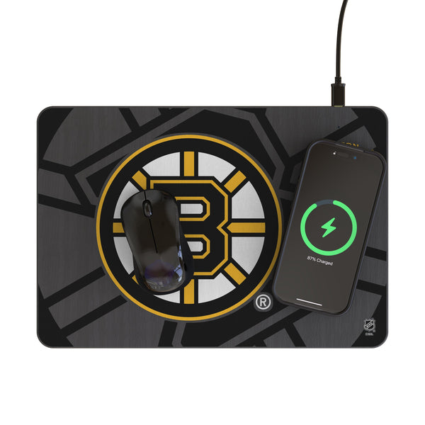 Boston Bruins Monocolor Tilt 15-Watt Wireless Charger and Mouse Pad Lifestyle.Jpg
