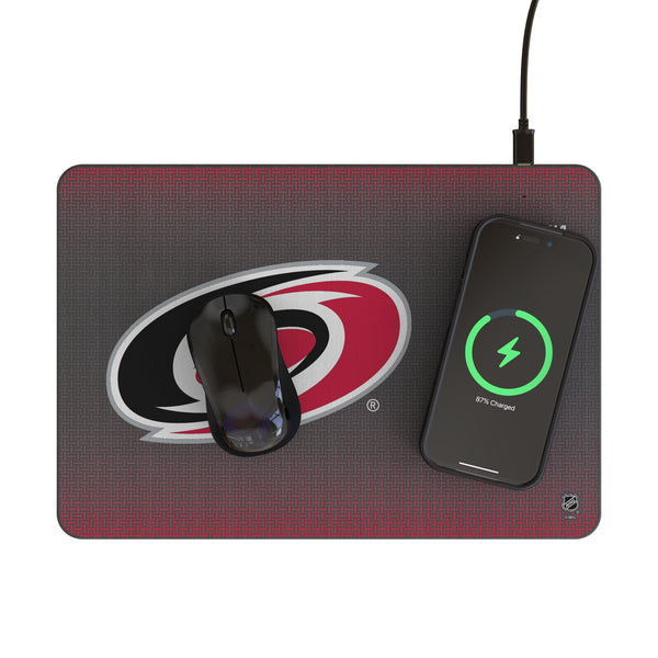 Carolina Hurricanes Linen 15-Watt Wireless Charger and Mouse Pad Lifestyle.Jpg