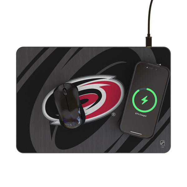 Carolina Hurricanes Monocolor Tilt 15-Watt Wireless Charger and Mouse Pad Lifestyle.Jpg