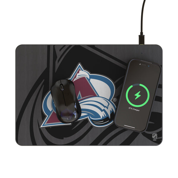 Colorado Avalanche Monocolor Tilt 15-Watt Wireless Charger and Mouse Pad Lifestyle.Jpg