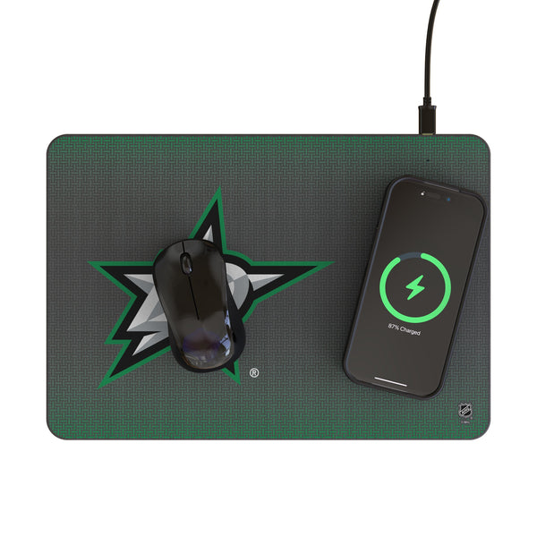Dallas Stars Linen 15-Watt Wireless Charger and Mouse Pad Lifestyle.Jpg