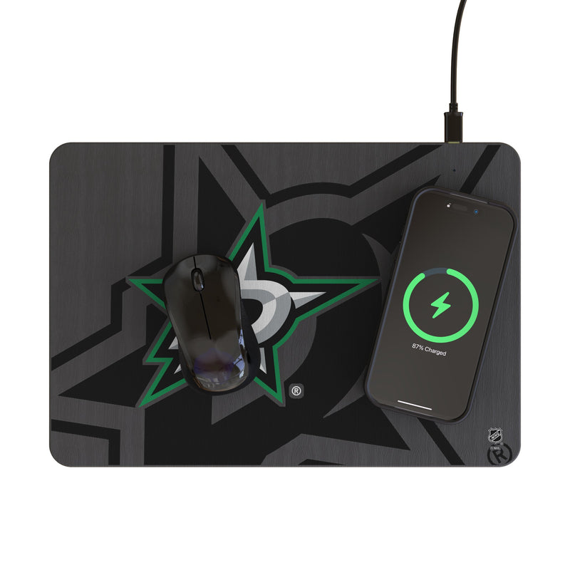 Dallas Stars Personalized Tilt 15-Watt Wireless Charger and Mouse Pad Lifestyle.Jpg