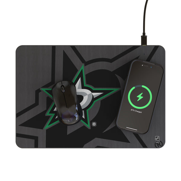 Dallas Stars Monocolor Tilt 15-Watt Wireless Charger and Mouse Pad Lifestyle.Jpg