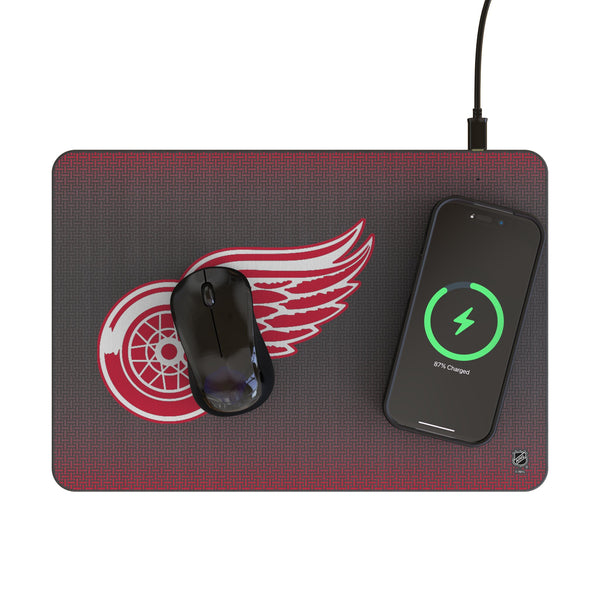 Detroit Red Wings Linen 15-Watt Wireless Charger and Mouse Pad Lifestyle.Jpg