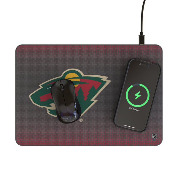 Minnesota Wild Linen 15-Watt Wireless Charger and Mouse Pad Lifestyle.Jpg