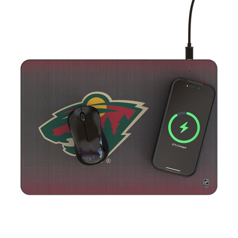 Minnesota Wild Linen 15-Watt Wireless Charger and Mouse Pad Lifestyle.Jpg