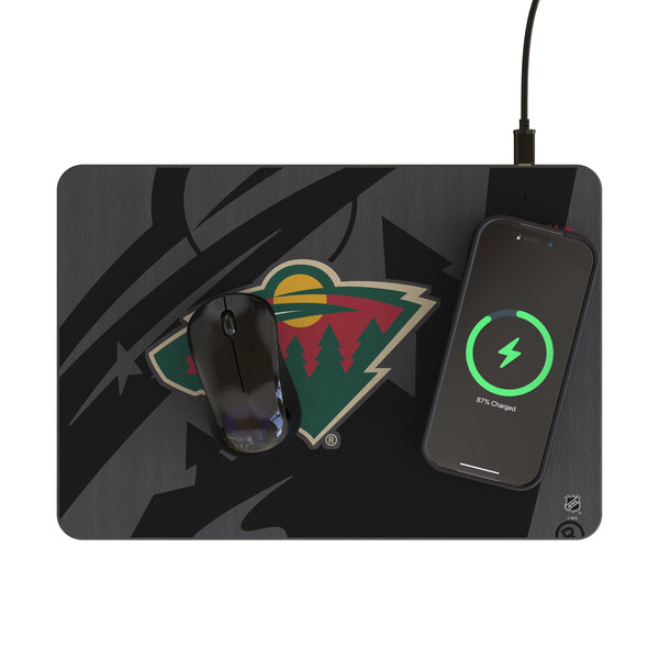 Minnesota Wild Monocolor Tilt 15-Watt Wireless Charger and Mouse Pad Lifestyle.Jpg