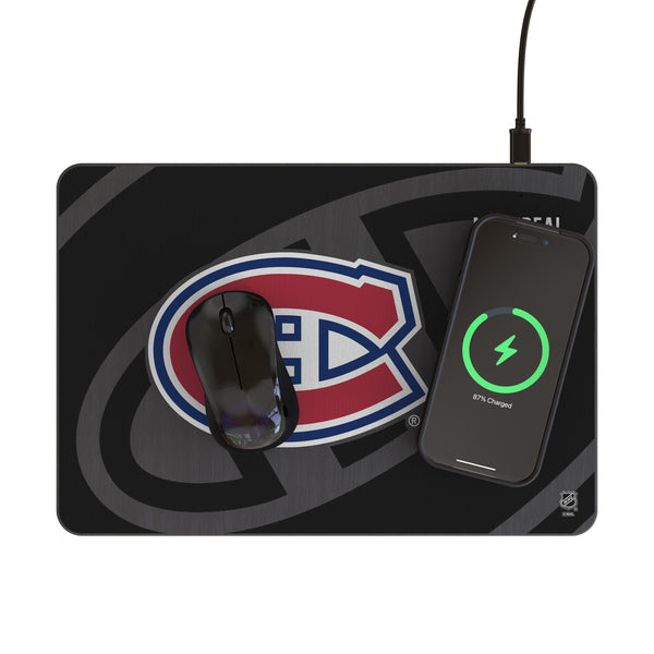 Montreal Canadiens Monocolor Tilt 15-Watt Wireless Charger and Mouse Pad Lifestyle.Jpg