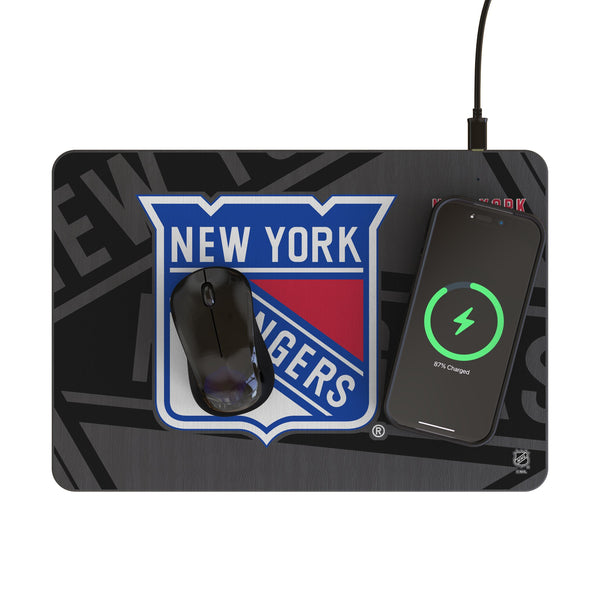New York Rangers Monocolor Tilt 15-Watt Wireless Charger and Mouse Pad Lifestyle.Jpg
