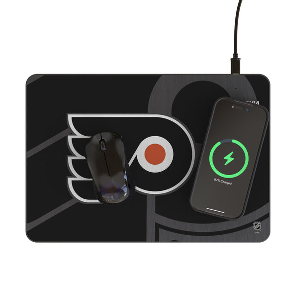 Philadelphia Flyers Monocolor Tilt 15-Watt Wireless Charger and Mouse Pad Lifestyle.Jpg