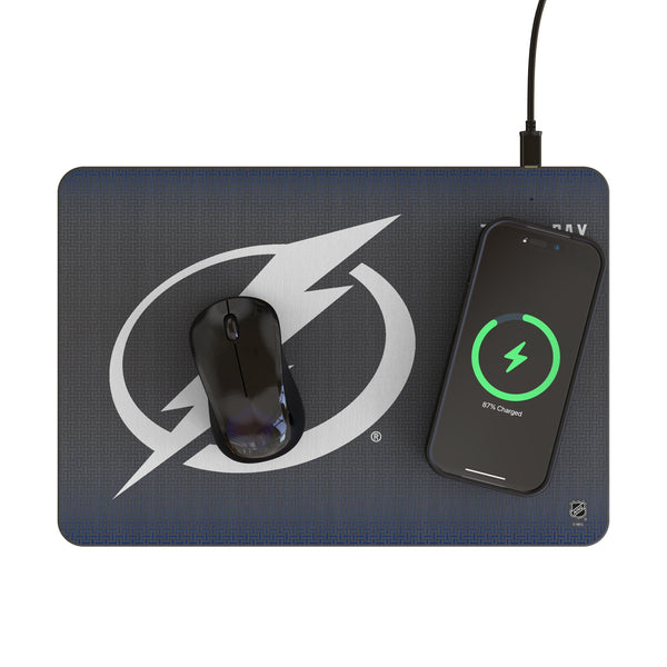Tampa Bay Lightning Linen 15-Watt Wireless Charger and Mouse Pad Lifestyle.Jpg