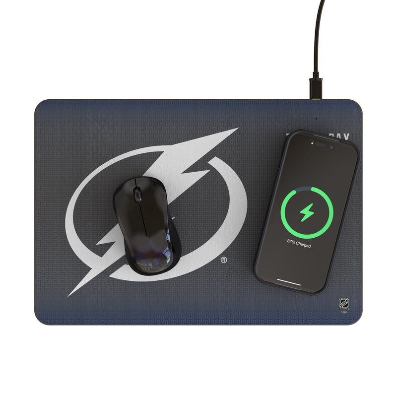 Tampa Bay Lightning Linen 15-Watt Wireless Charger and Mouse Pad Lifestyle.Jpg