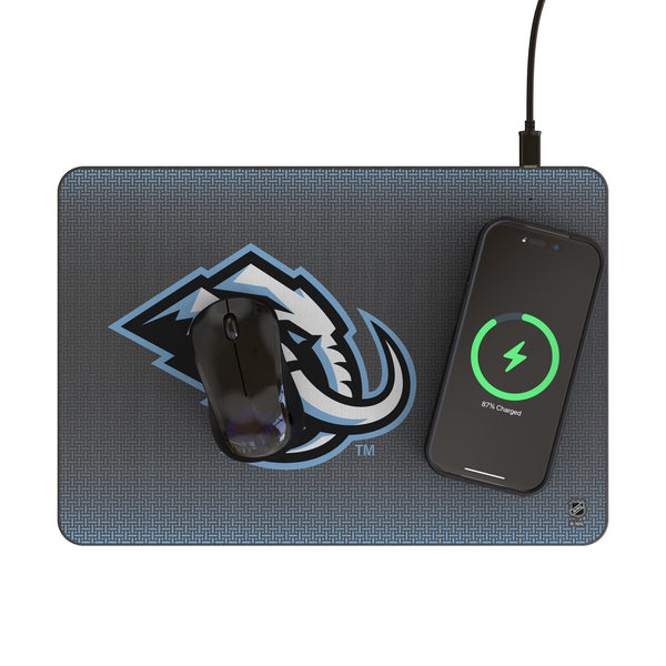 Utah Mammoth Linen 15-Watt Wireless Charger and Mouse Pad Lifestyle.Jpg