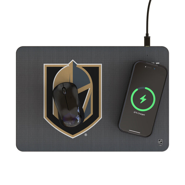 Vegas Golden Knights Linen 15-Watt Wireless Charger and Mouse Pad Lifestyle.Jpg