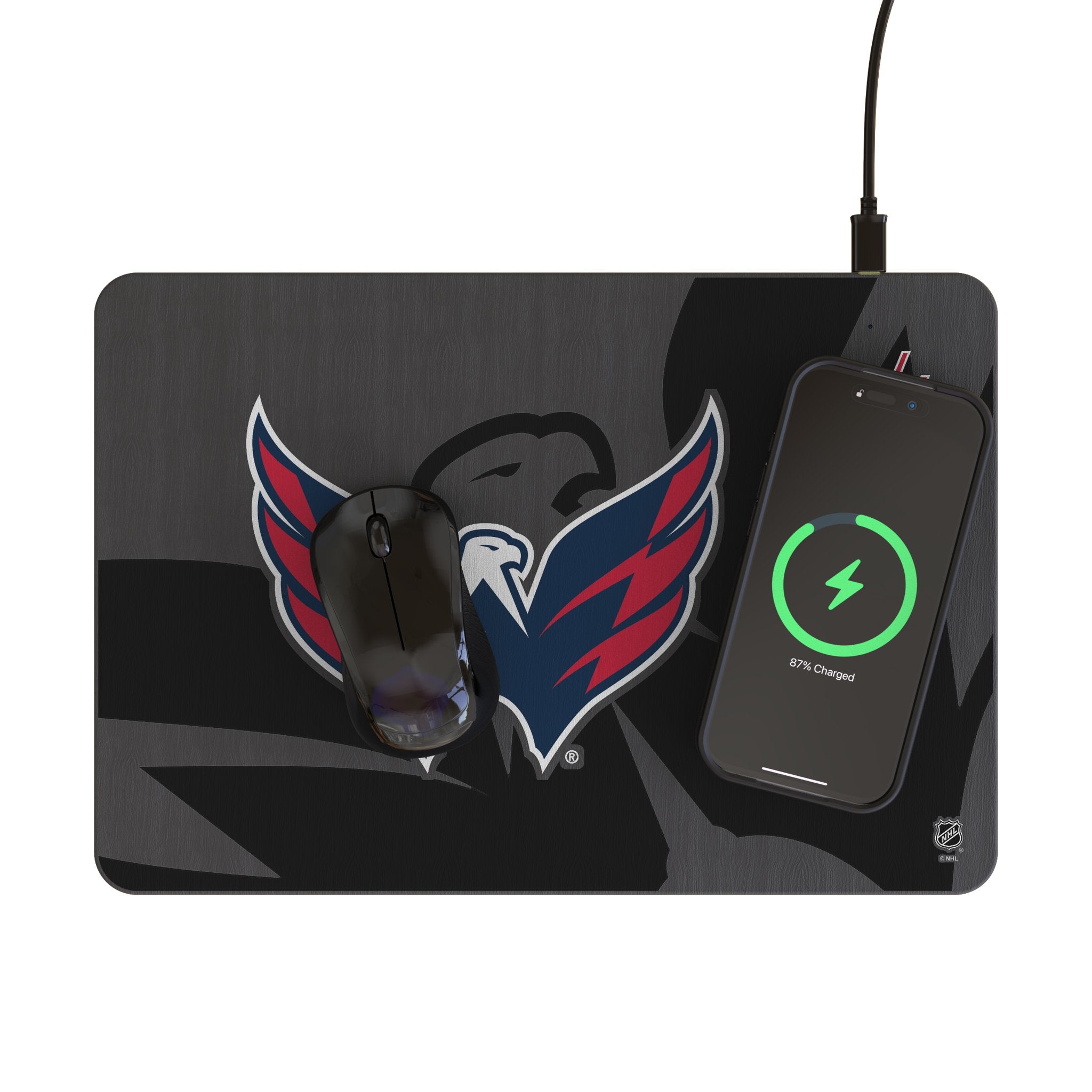 Washington Capitals Monocolor Tilt 15-Watt Wireless Charger and Mouse Pad Lifestyle.Jpg