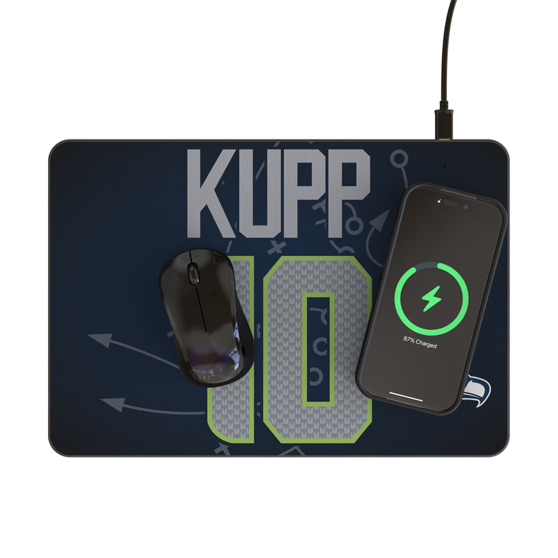 Cooper Kupp Seattle Seahawks 10 Game Tactic 15-Watt Wireless Charger and Mouse Pad Lifestyle.Jpg