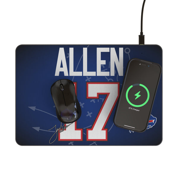 Josh Allen Buffalo Bills 17 Game Tactic 15-Watt Wireless Charger and Mouse Pad Lifestyle.Jpg