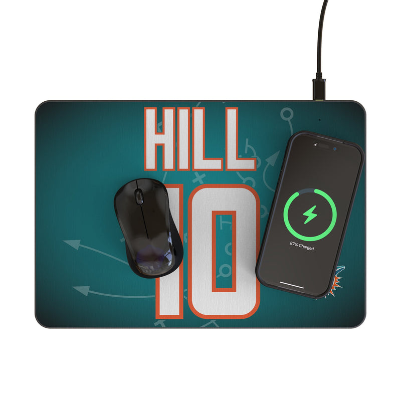 Tyreek Hill Miami Dolphins 10 Game Tactic 15-Watt Wireless Charger and Mouse Pad Lifestyle.Jpg