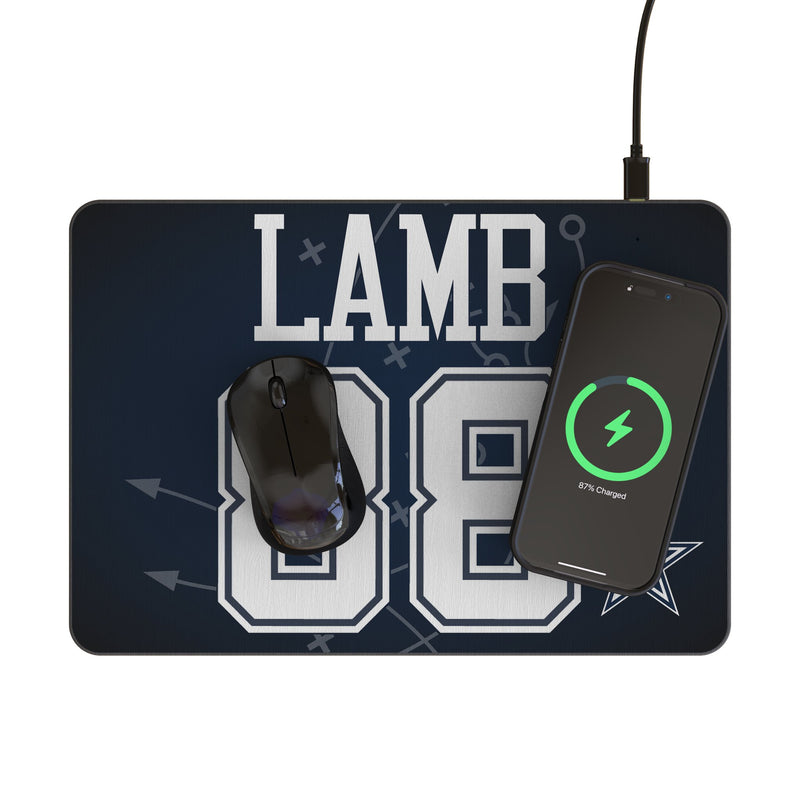 CeeDee Lamb Dallas Cowboys 88 Game Tactic 15-Watt Wireless Charger and Mouse Pad Lifestyle.Jpg