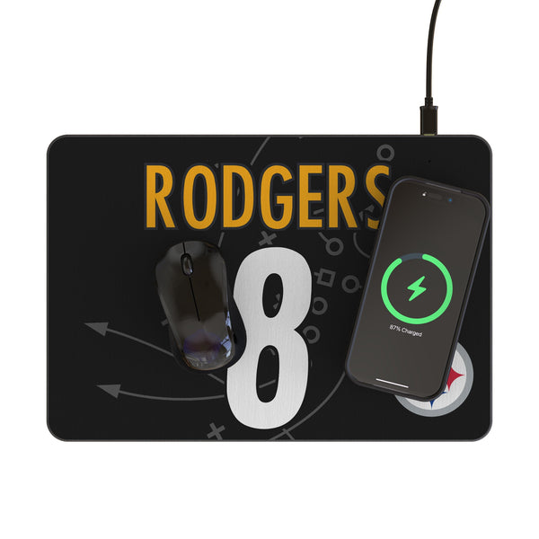 Aaron Rodgers Pittsburgh Steelers 8 Game Tactic 15-Watt Wireless Charger and Mouse Pad Lifestyle.Jpg