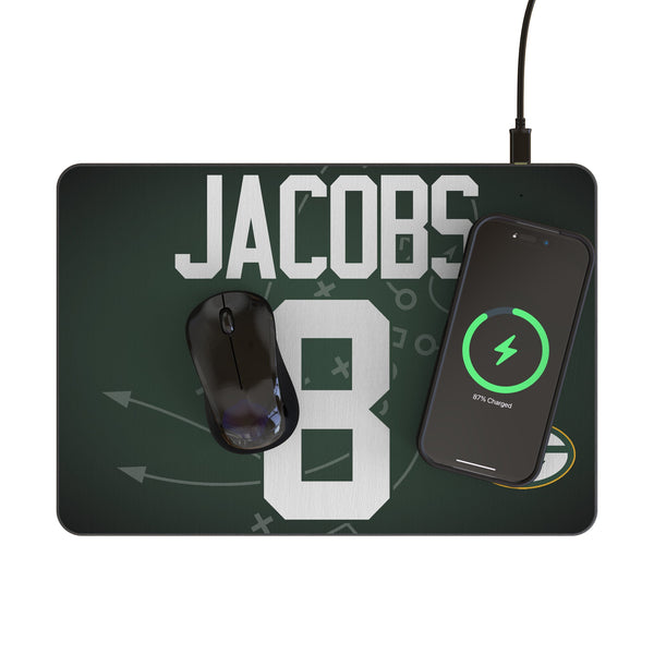 Josh Jacobs Green Bay Packers 8 Game Tactic 15-Watt Wireless Charger and Mouse Pad Lifestyle.Jpg
