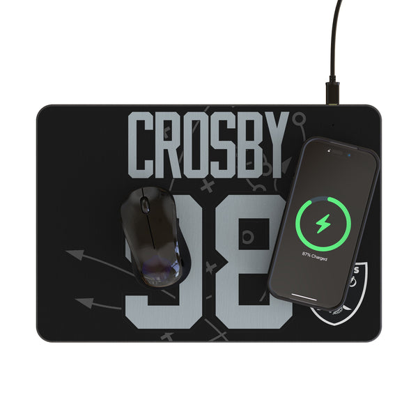 Maxx Crosby Las Vegas Raiders 98 Game Tactic 15-Watt Wireless Charger and Mouse Pad Lifestyle.Jpg