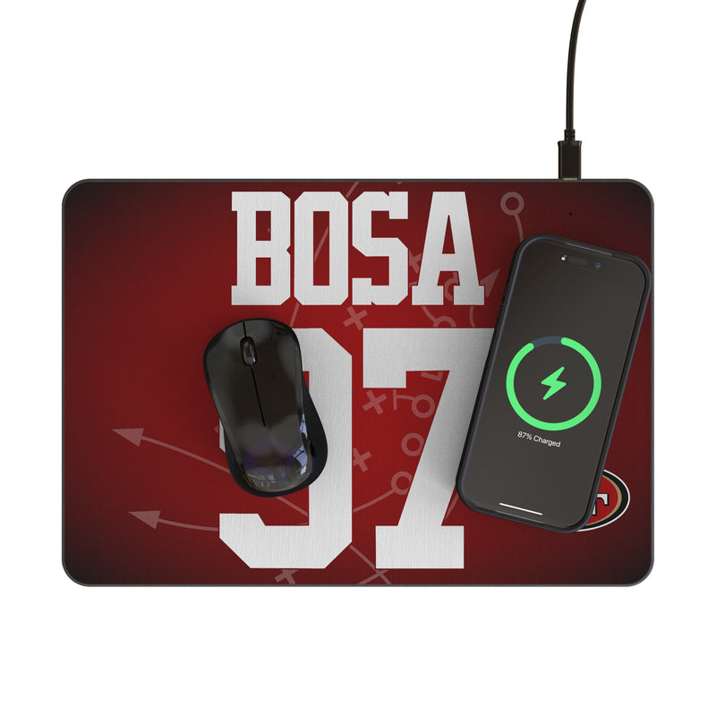Nick Bosa San Francisco 49ers 97 Game Tactic 15-Watt Wireless Charger and Mouse Pad Lifestyle.Jpg