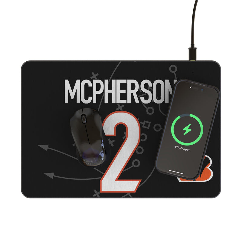 Evan McPherson Cincinnati Bengals 2 Game Tactic 15-Watt Wireless Charger and Mouse Pad Lifestyle.Jpg