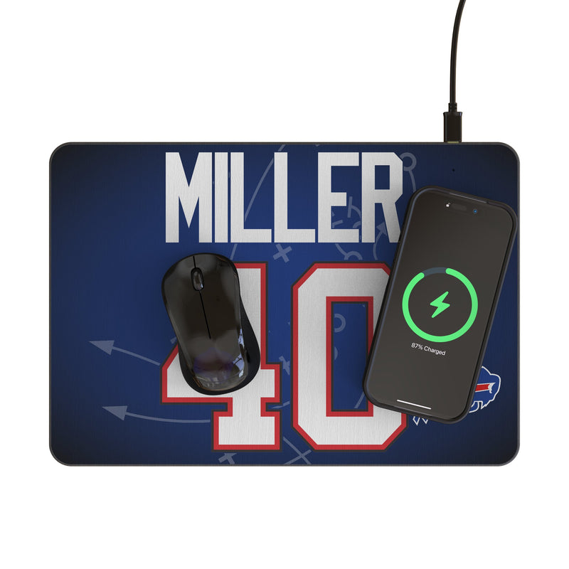 Von Miller Buffalo Bills 40 Game Tactic 15-Watt Wireless Charger and Mouse Pad Lifestyle.Jpg