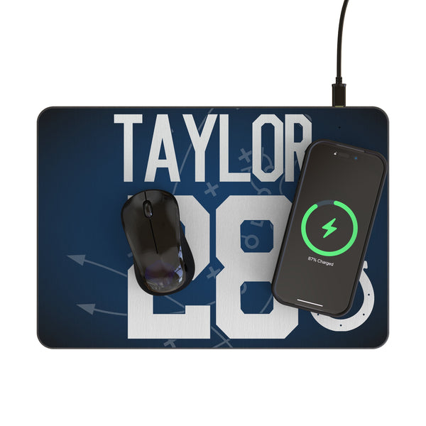 Jonathan Taylor Indianapolis Colts 28 Game Tactic 15-Watt Wireless Charger and Mouse Pad Lifestyle.Jpg