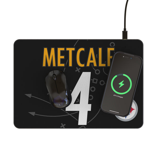 DK Metcalf Pittsburgh Steelers 4 Game Tactic 15-Watt Wireless Charger and Mouse Pad Lifestyle.Jpg