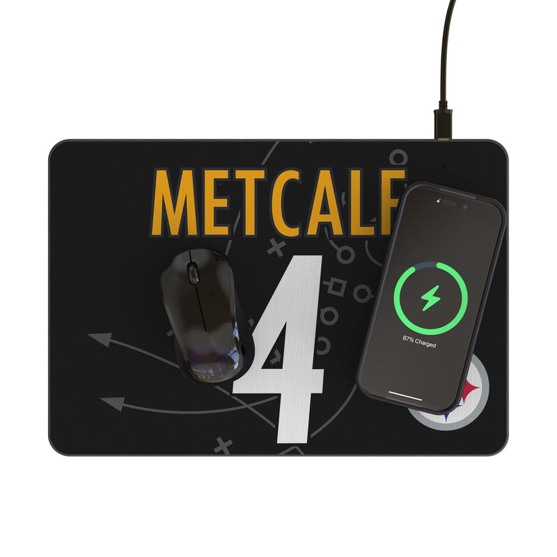 DK Metcalf Pittsburgh Steelers 4 Game Tactic 15-Watt Wireless Charger and Mouse Pad Lifestyle.Jpg